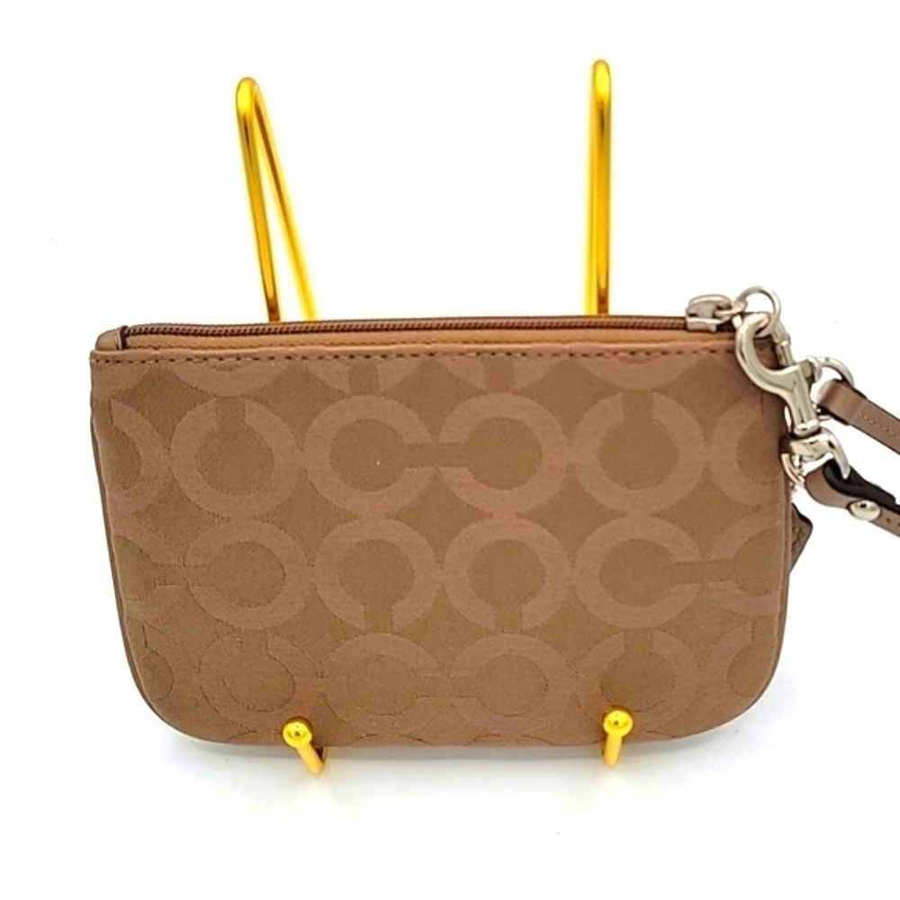 COACH Wristlet Op C Print Taupe Color Slip Pocket Care Instructions Included